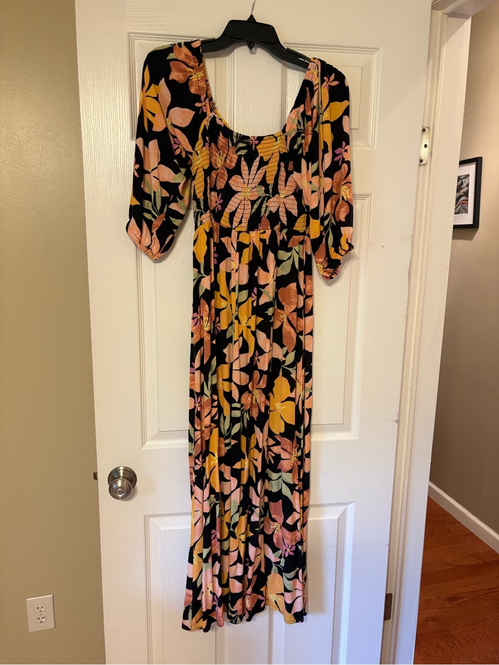 Billabong Wish Me Luck Maxi Dress Floral Boho Long Sleeve V Neck Flowing - Picture 7 of 7